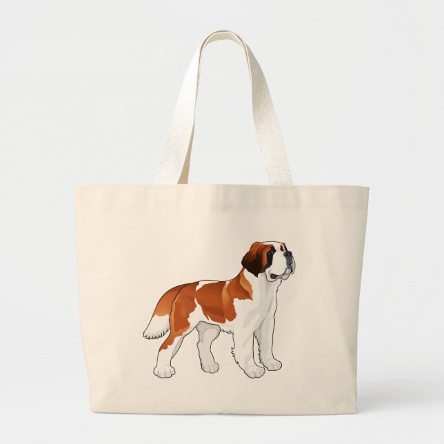 Saint Bernard Puppy Dog Love Canine Large Tote Bag (Front)