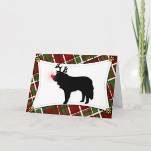 Saint Bernard Reindeer Christmas Card