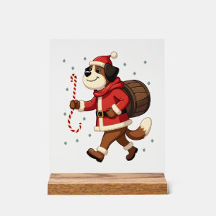 Saint Bernard Rescue Christmas Acrylic Sign