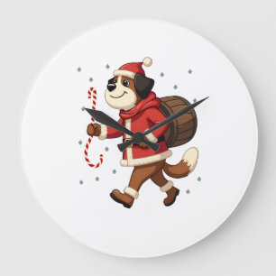Saint Bernard Rescue Christmas Large Clock