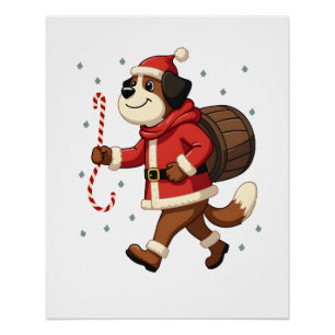 Saint Bernard Rescue Christmas Poster