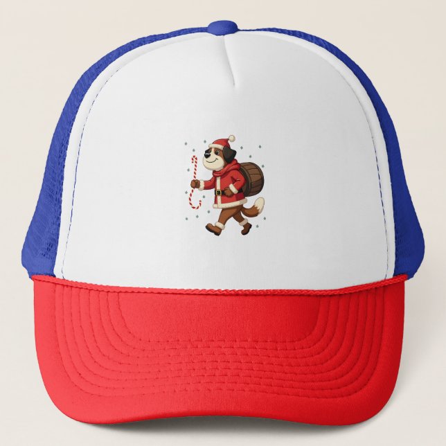 Saint Bernard Rescue Christmas Trucker Hat (Front)