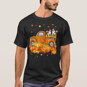 Saint Bernard Riding Truck Pumpkin Autumn Leaves F T-Shirt