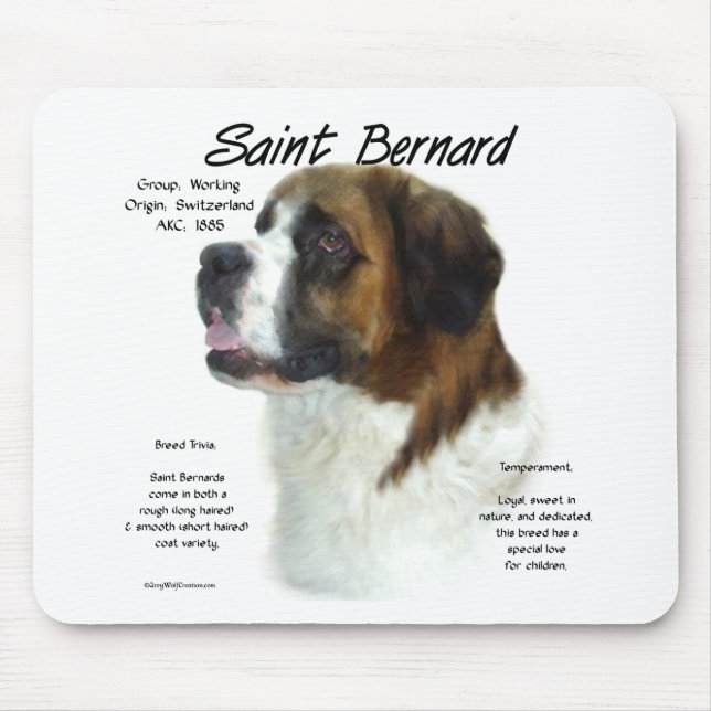 Saint Bernard (rough) History Design Mouse Mat (Front)