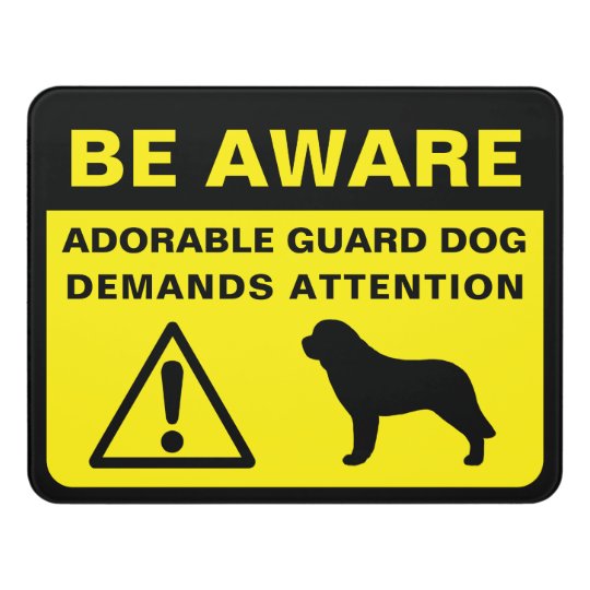 Saint Bernard Silhouette Funny Guard Dog Sign