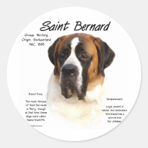 Saint Bernard (smooth) History Design Classic Round Sticker
