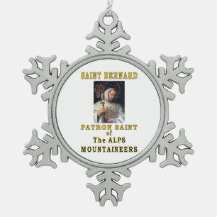 SAINT BERNARD SNOWFLAKE PEWTER CHRISTMAS ORNAMENT