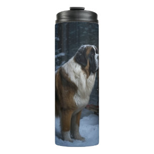 Saint Bernard Snowy Sleigh Christmas Decor Thermal Tumbler