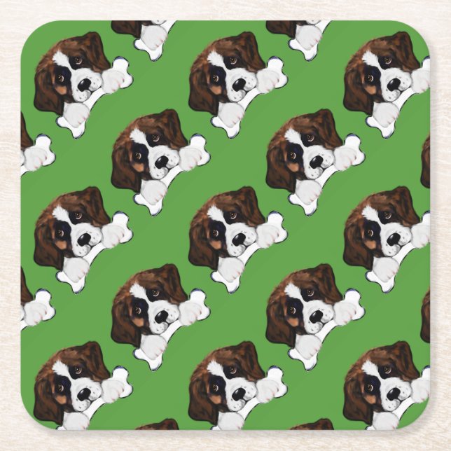 Saint Bernard Square Paper Coaster (Front)