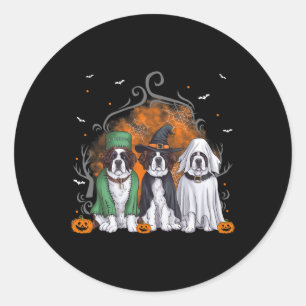 Saint Bernard St. Bernard Dog Halloween Ghost Cost Classic Round Sticker