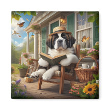 Saint Bernard theme 2 inch magnet 