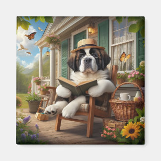 Saint Bernard theme 2 inch magnet 
