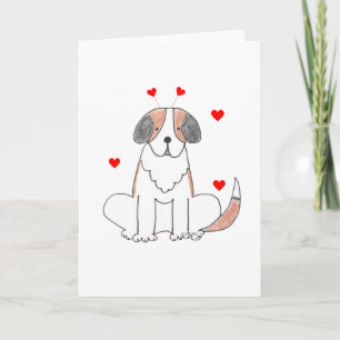 Saint Bernard Valentine Ears Holiday Card
