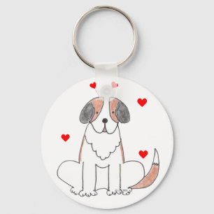 Saint Bernard Valentine Ears Key Ring