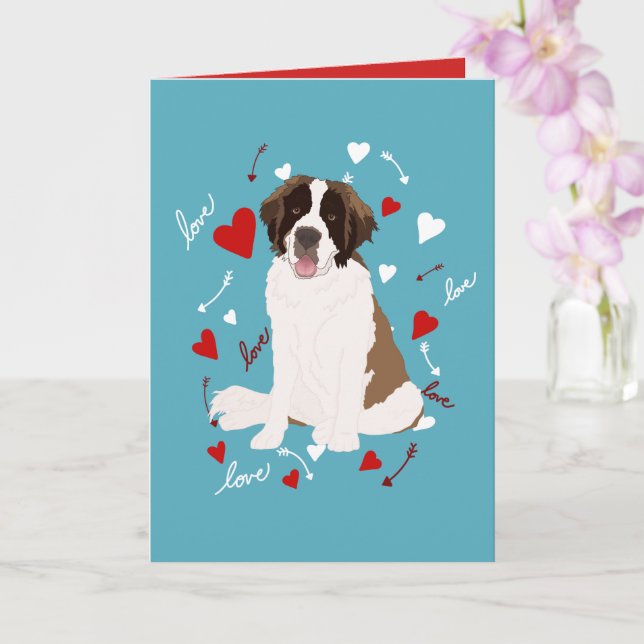 Saint Bernard Valentines Day Card (Orchid)