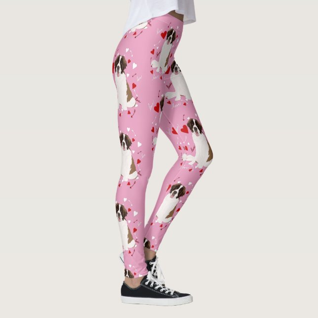 Saint Bernard Valentines Day  Leggings (Right)