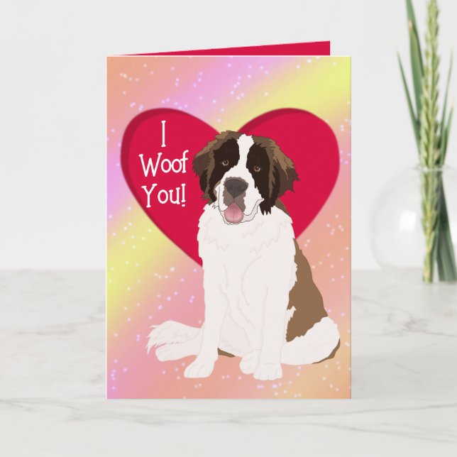 Saint Bernard Valentines Day Thank You Card (Front)