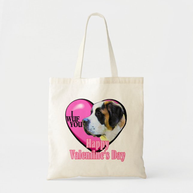 Saint Bernard Valentine's Day Tote Bag (Front)