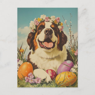 Saint Bernard Vintage Easter Postcard
