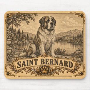Saint Bernard, Vintage Heritage Dog Mouse Mat