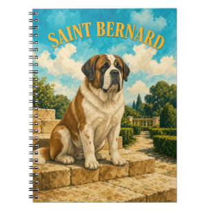 Saint Bernard, Vintage Watercolor Dog Art Notebook