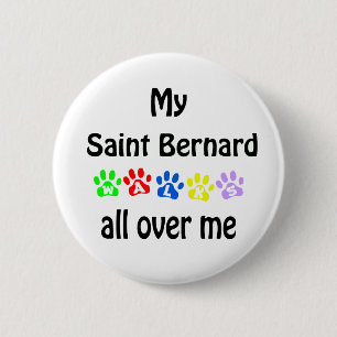 Saint Bernard Walks Design 6 Cm Round Badge