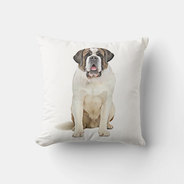 Saint Bernard Water Colour Art Painting Cushion (Front)