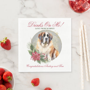 Saint Bernard Wedding Napkins With Dogs Photo