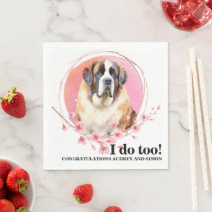 Saint Bernard Wedding Napkins With Dogs Photo