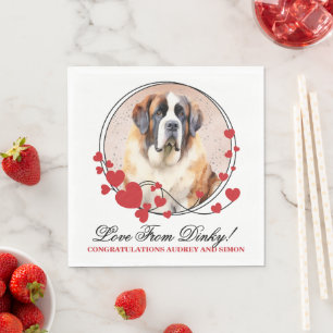 Saint Bernard Wedding Napkins With Dogs Photo