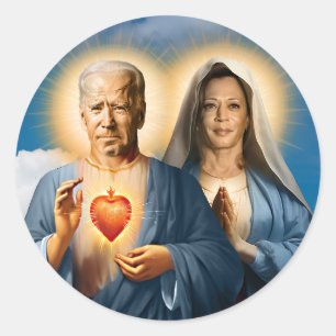 Saint Biden Harris Prayer Candle Classic Round Sticker