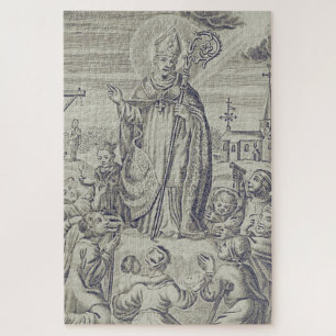 Saint Bishop Amandus of Maastricht Holy Card Jigsaw Puzzle