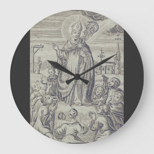Saint Bishop Amandus of Maastricht Holy Card Large Clock