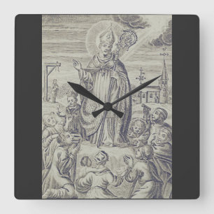 Saint Bishop Amandus of Maastricht Holy Card Square Wall Clock