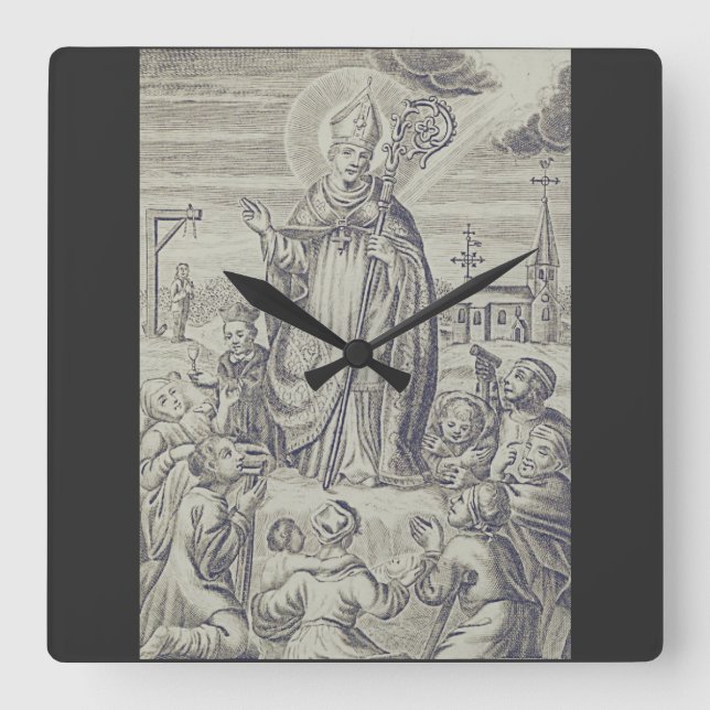 Saint Bishop Amandus of Maastricht Holy Card Square Wall Clock (Front)