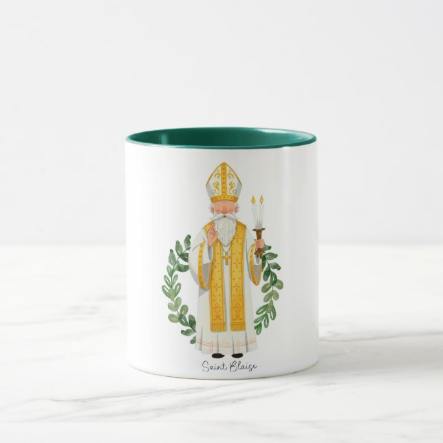 Saint Blaise, Catholic Saint Mug (Center)