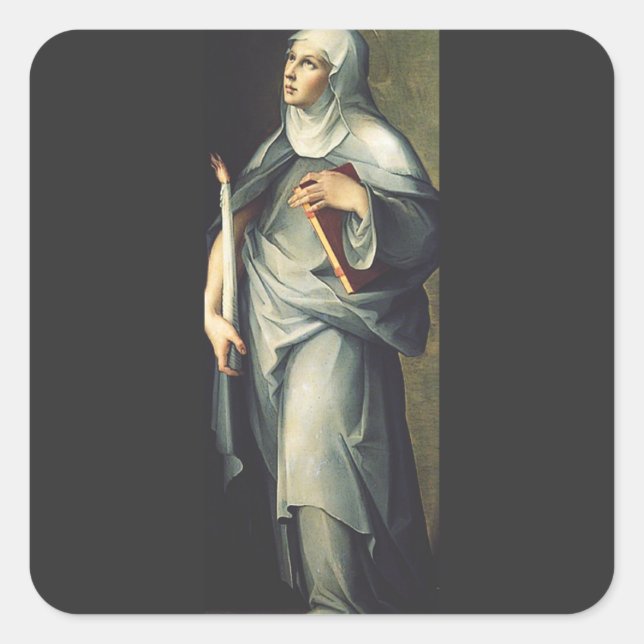 Saint Bridget of Sweden Medieval Mystic Square Sticker (Front)