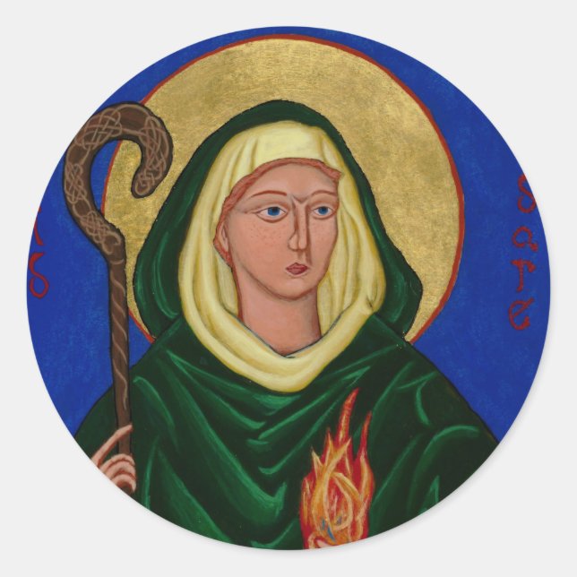 Saint Brigid with Holy Fire Classic Round Sticker (Front)