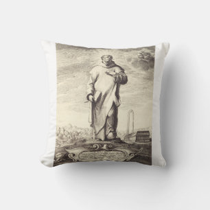 Saint Bruno of Cologne Antique Engraving Style Art Cushion