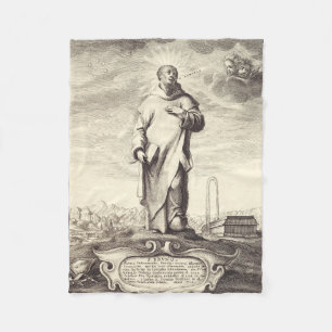 Saint Bruno of Cologne Antique Engraving Style Art Fleece Blanket