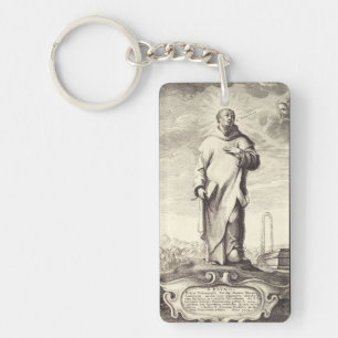 Saint Bruno of Cologne Antique Engraving Style Art Key Ring