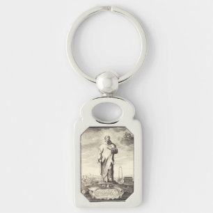 Saint Bruno of Cologne Antique Engraving Style Art Key Ring