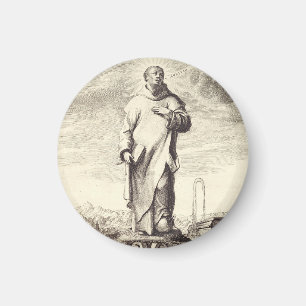Saint Bruno of Cologne Antique Engraving Style Art Magnet
