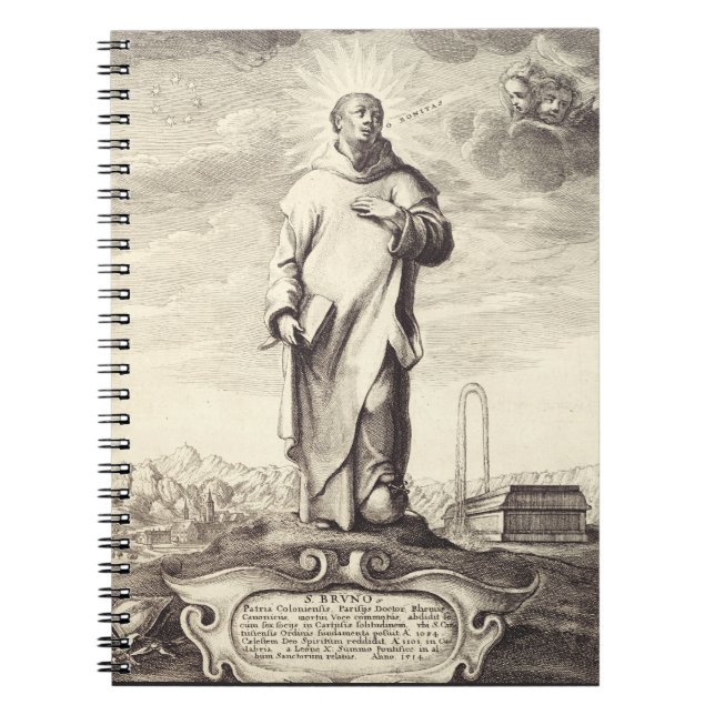 Saint Bruno of Cologne Antique Engraving Style Art Notebook (Front)