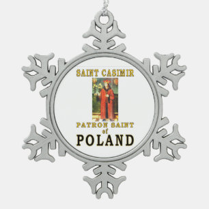 SAINT CASIMIR SNOWFLAKE PEWTER CHRISTMAS ORNAMENT
