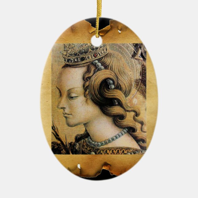 Saint Catherine of Alexandria , Parchment Ceramic Tree Decoration (Front)