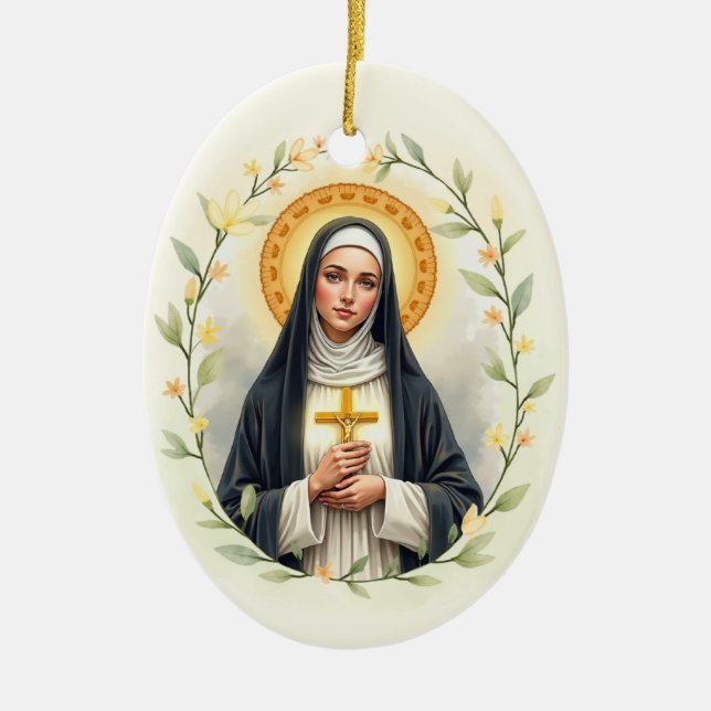 Saint Catherine of Siena Catholic Devotional Ceramic Tree Decoration (Front)