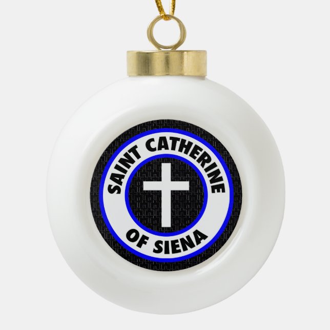 Saint Catherine of Siena Ceramic Ball Christmas Ornament (Front)