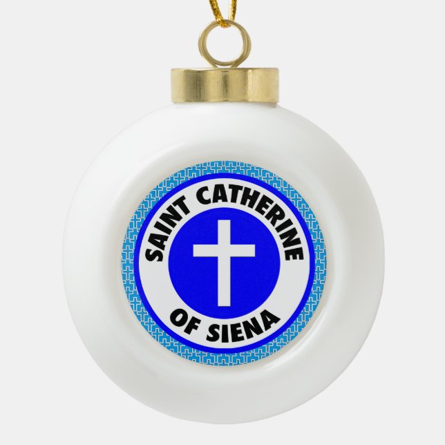 Saint Catherine of Siena Ceramic Ball Christmas Ornament (Front)