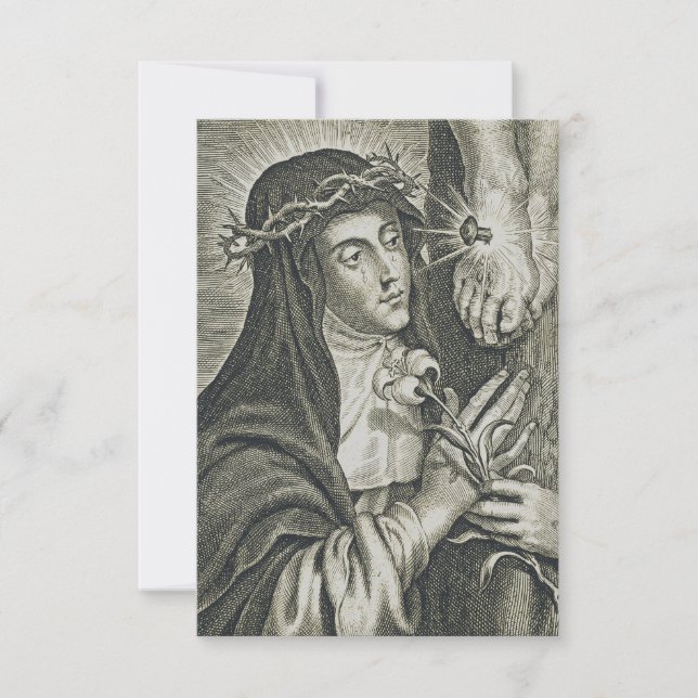 Saint Catherine of Siena & Jesus Holy Card (Front)